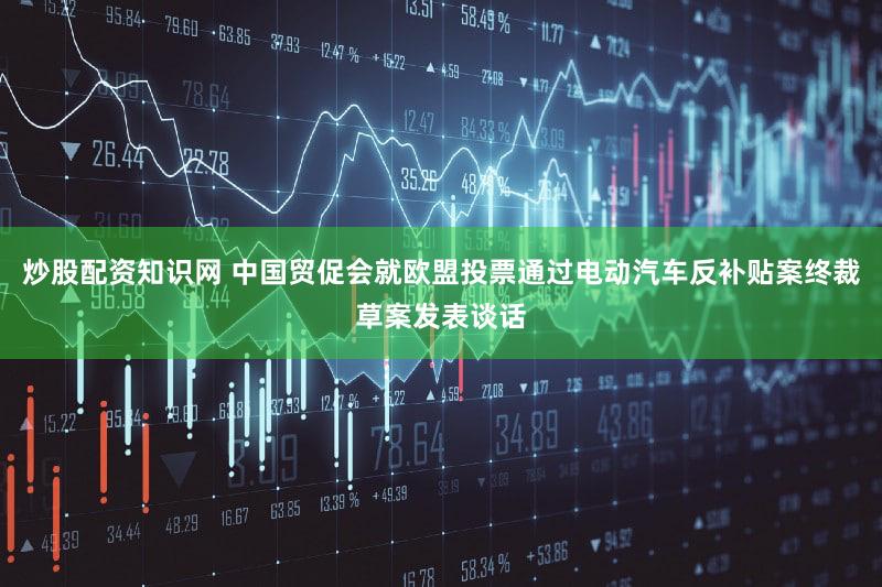 炒股配资知识网 中国贸促会就欧盟投票通过电动汽车反补贴案终裁草案发表谈话
