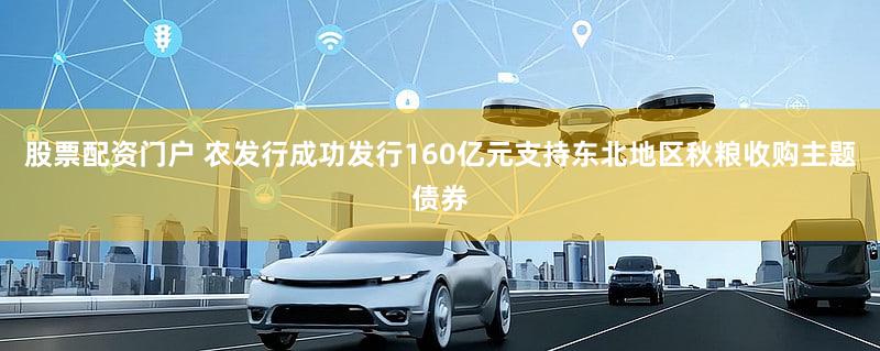 股票配资门户 农发行成功发行160亿元支持东北地区秋粮收购主题债券